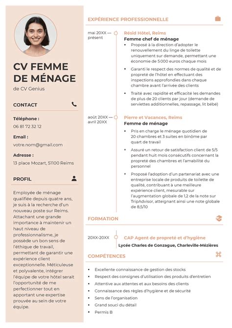 cv femme de ménage|Modèle de CV pour femme de ménage à télécharger